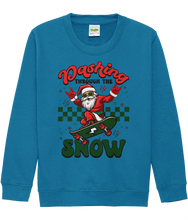 Load image into Gallery viewer, Get ready for a jolly ride into the holiday season with our "Santa Dashing Through the Snow on a Skateboard" sweater!