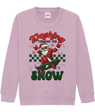 Load image into Gallery viewer, Get ready for a jolly ride into the holiday season with our "Santa Dashing Through the Snow on a Skateboard" sweater!