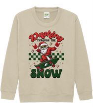 Load image into Gallery viewer, Get ready for a jolly ride into the holiday season with our "Santa Dashing Through the Snow on a Skateboard" sweater!