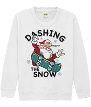 Load image into Gallery viewer, 🎅🛹 Get ready to witness the most epic ride of the season with our "Santa Dashing Through the Snow on a Skateboard" sweater!