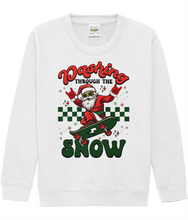 Load image into Gallery viewer, Get ready for a jolly ride into the holiday season with our "Santa Dashing Through the Snow on a Skateboard" sweater!