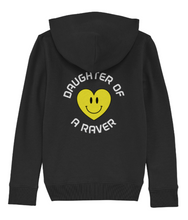 Load image into Gallery viewer, Printed Back and Front, Organic Cotton Junior Hoodie, Daughter Of A Raver :)