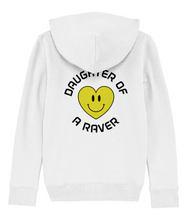 Load image into Gallery viewer, Printed Back and Front, Organic Cotton Junior Hoodie, Daughter Of A Raver :)