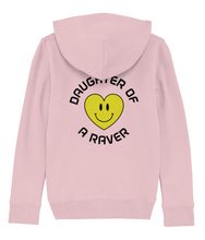 Load image into Gallery viewer, Printed Back and Front, Organic Cotton Junior Hoodie, Daughter Of A Raver :)
