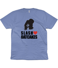 Load image into Gallery viewer, Introducing the Slash Loves Oatcakes Tshirt: A Tribute to the Legendary Guitarist and Stoke-on-Trent&#39;s Delightful Delicacy!
