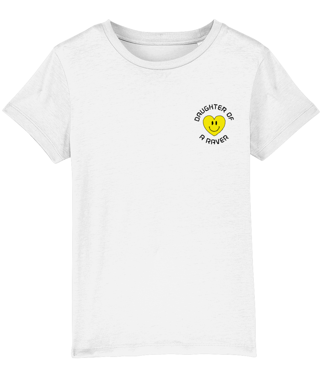 Also Printed on the Back! Organic Cotton Junior T Shirt, Daughter Of A Raver :)