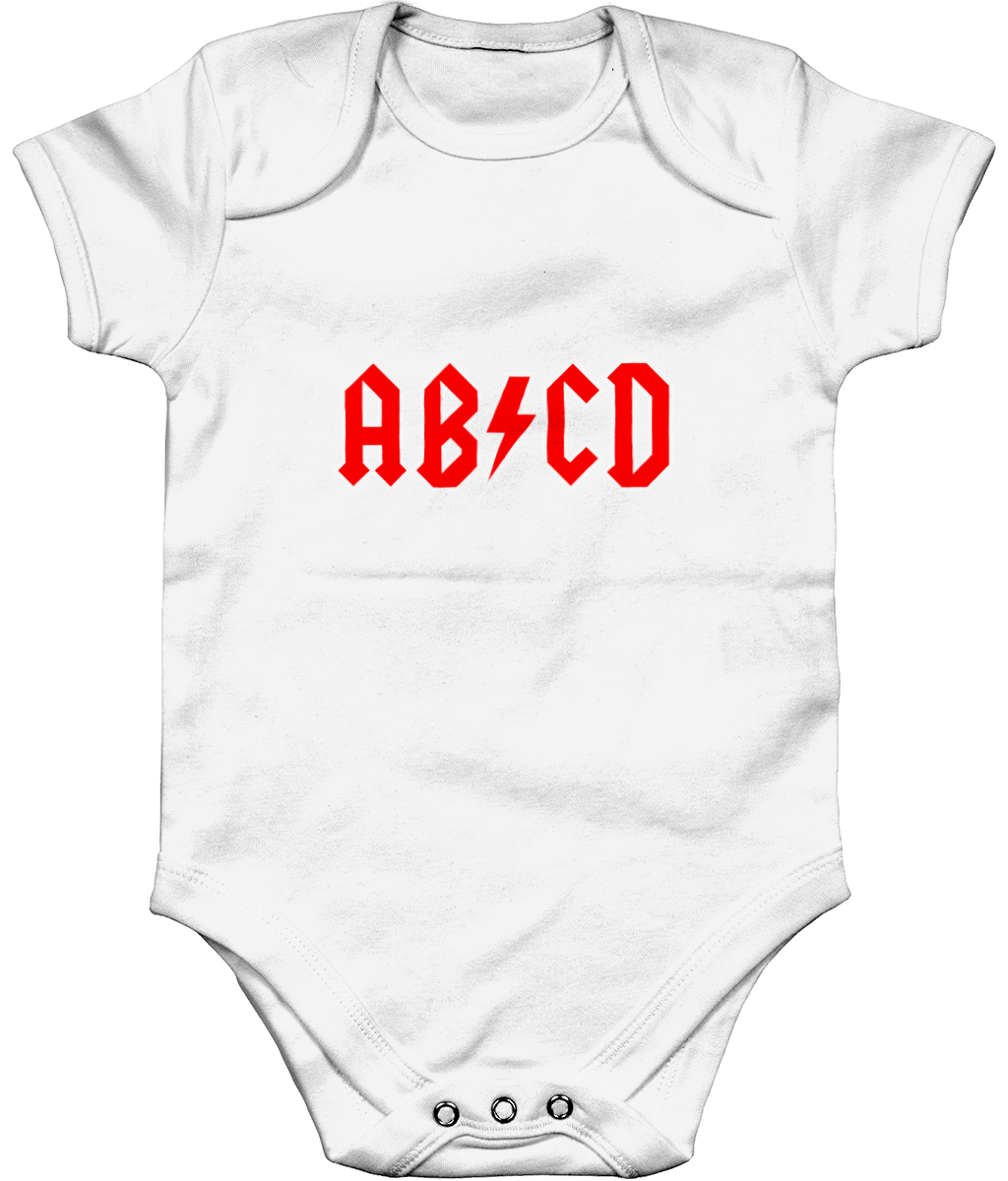 Soft Organic Cotton Baby Grow, ABCD Let's Rock!