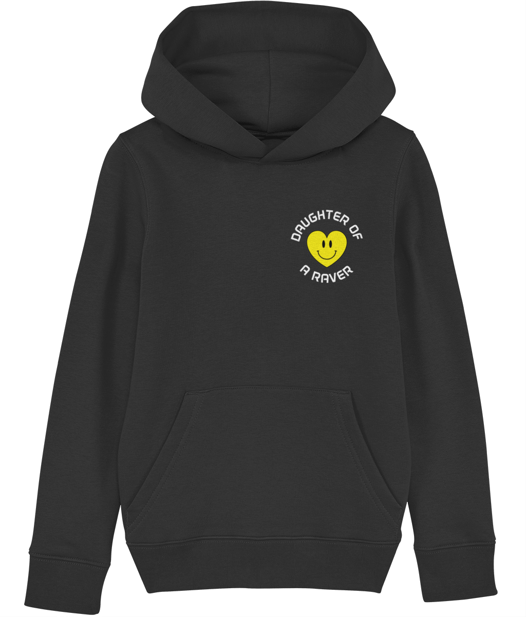 Printed Back and Front, Organic Cotton Junior Hoodie, Daughter Of A Raver :)
